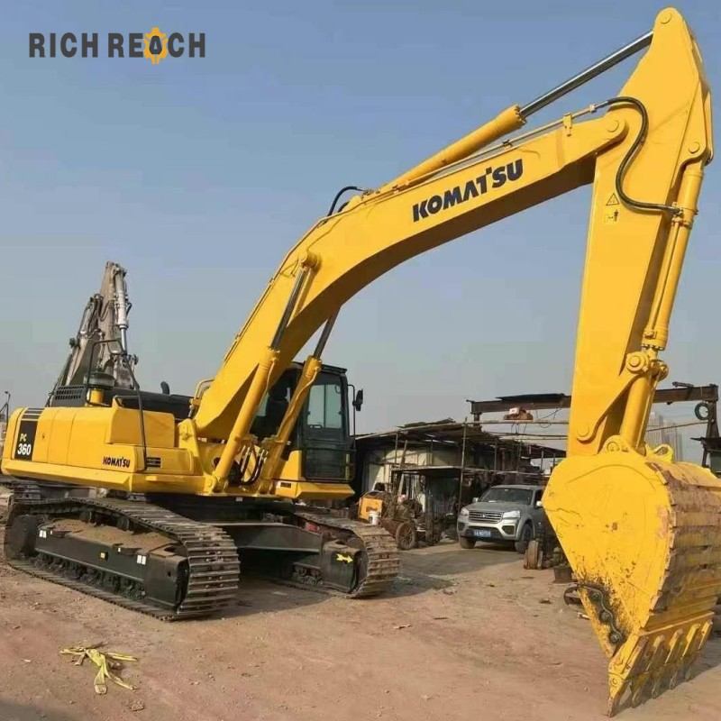 Rear view of a 2015 Komatsu PC360-7 excavator with 2,700 hours, listed for $37,500